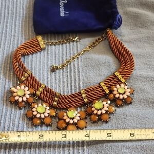 Gold and Brown Rhinostone Statement Necklace